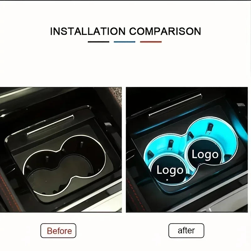 1/2PCS LED Cup Holder Lights for Car Rechargeable