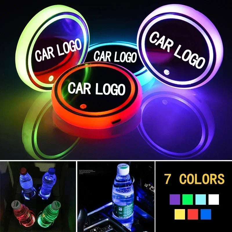 1/2PCS LED Cup Holder Lights for Car Rechargeable