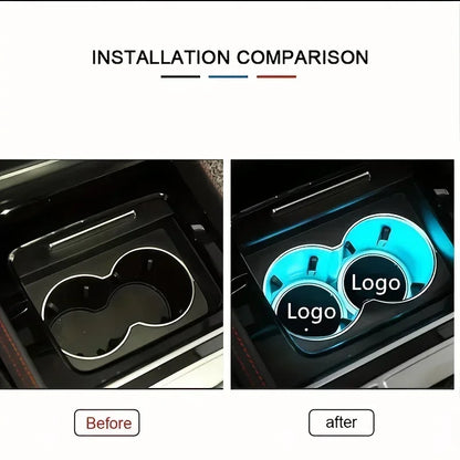 1/2PCS LED Cup Holder Lights for Car Rechargeable